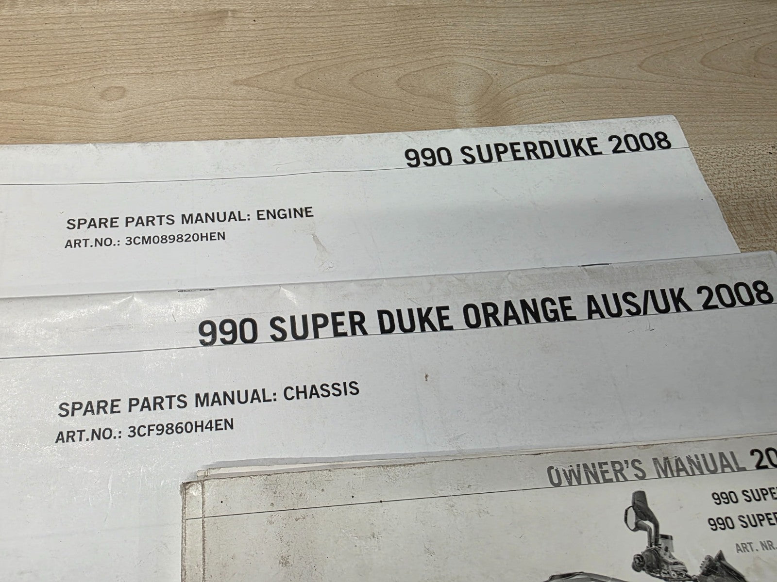 Genuine Owners & Parts Manual KTM Super Duke 990 2008