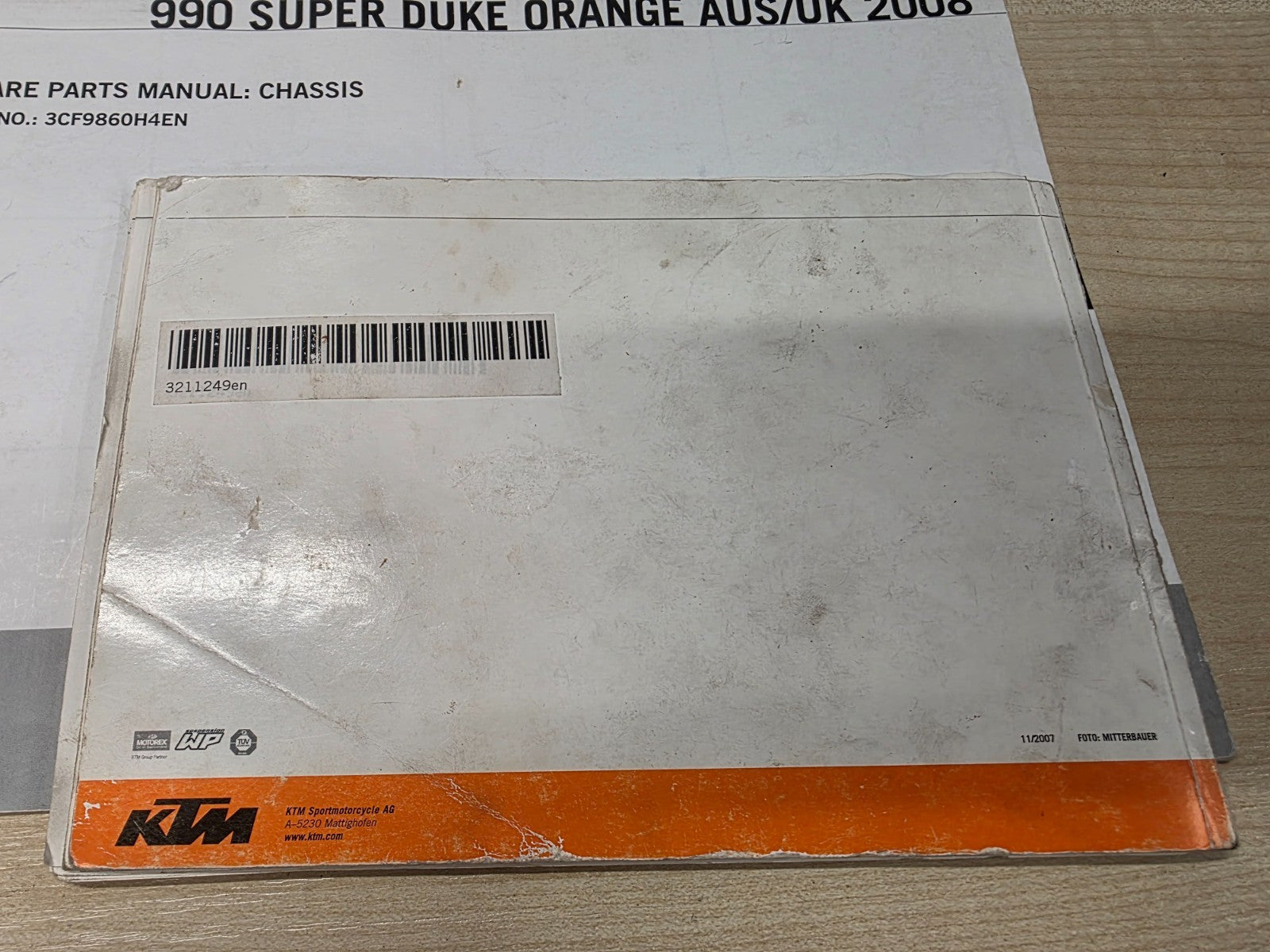 Genuine Owners & Parts Manual KTM Super Duke 990 2008