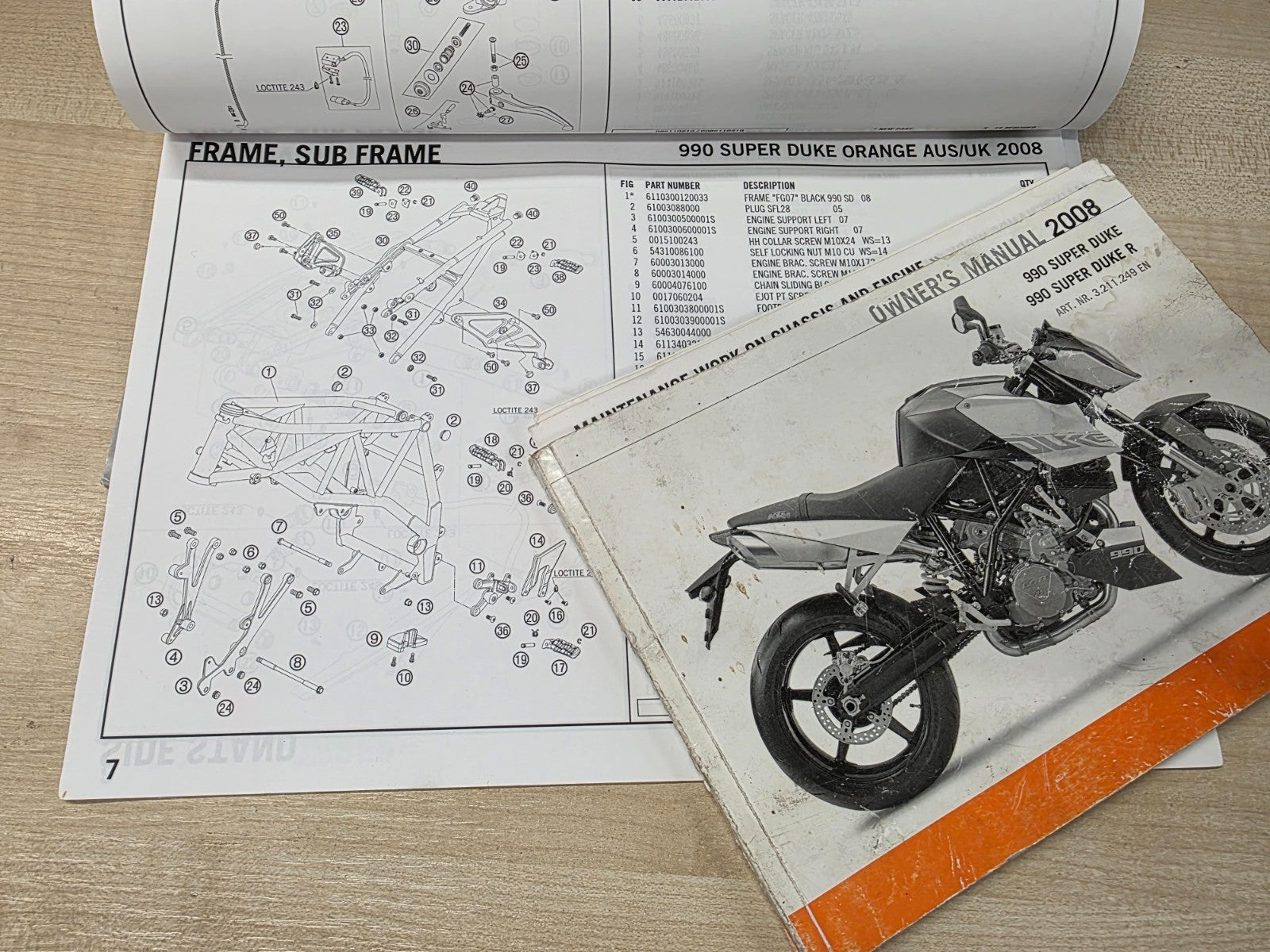 Genuine Owners & Parts Manual KTM Super Duke 990 2008
